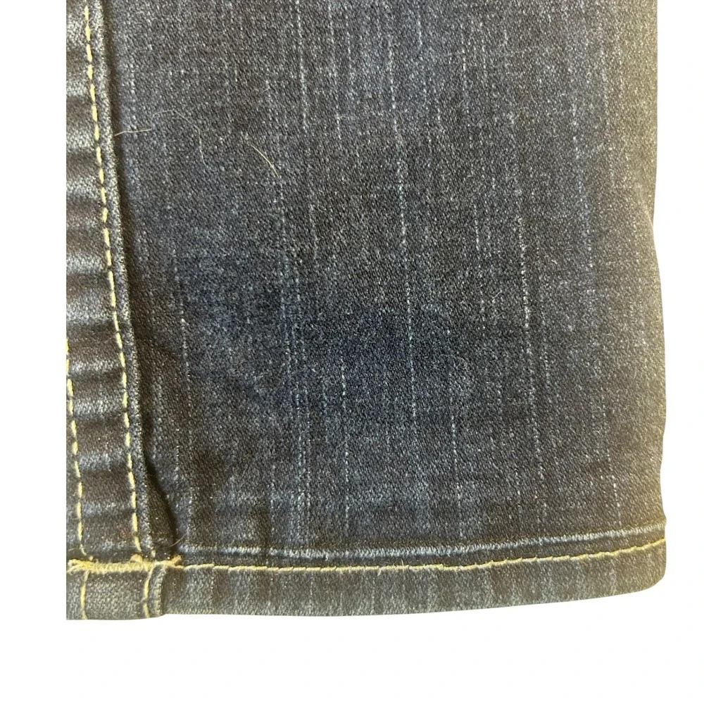 True Religion Mens Slim Straight Indigo Jeans Pearl Buttons White Stitch Size 28